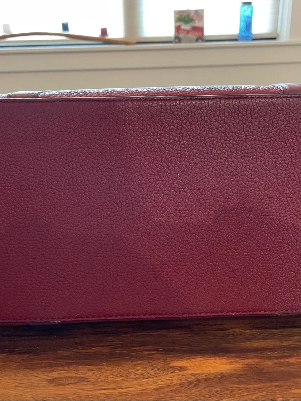 Michael Kors Burgundy Pebbled Leather Satchel with Gold Hardware